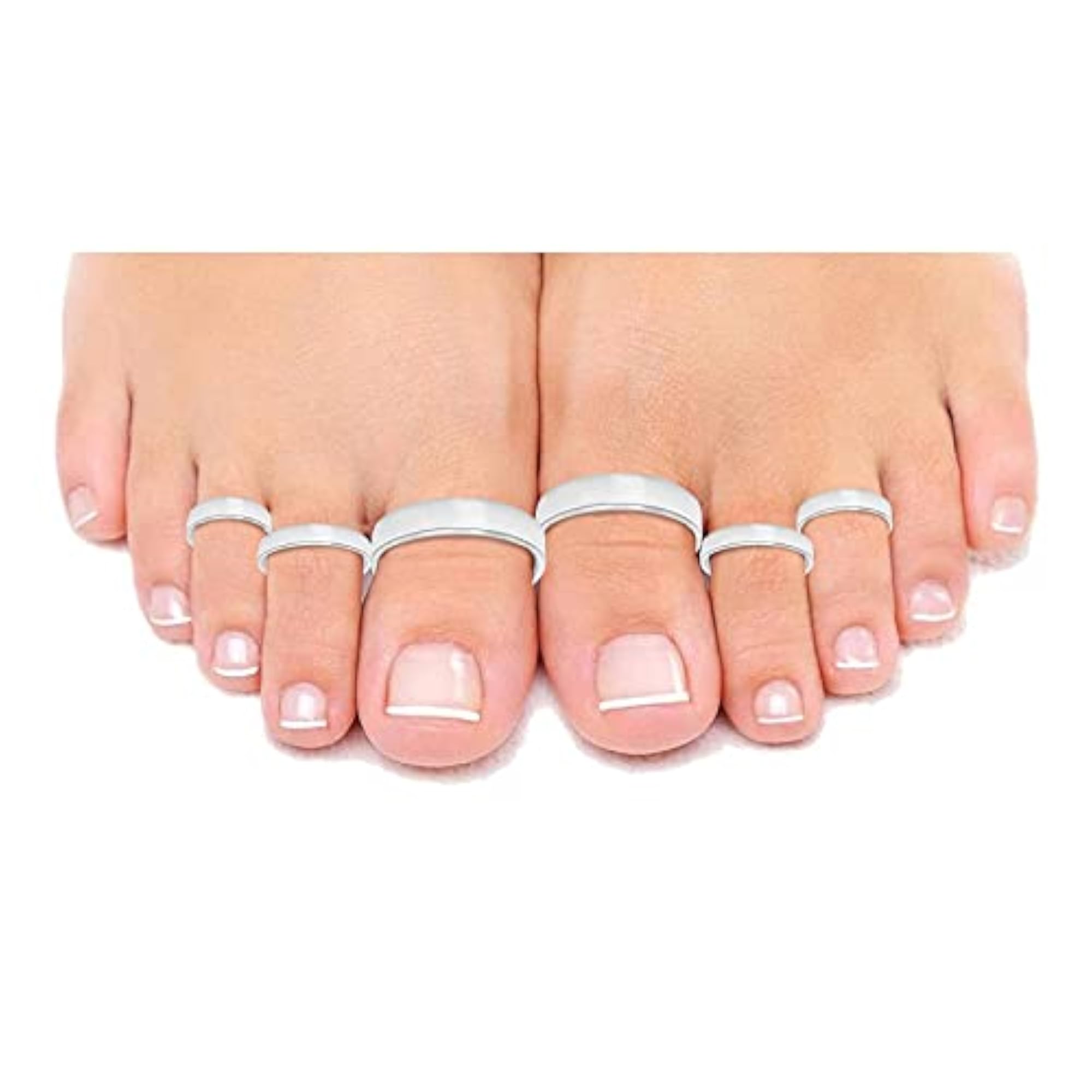 1 Pair Thumb & 2 Pair Finger Size Silver Toe Rings Set